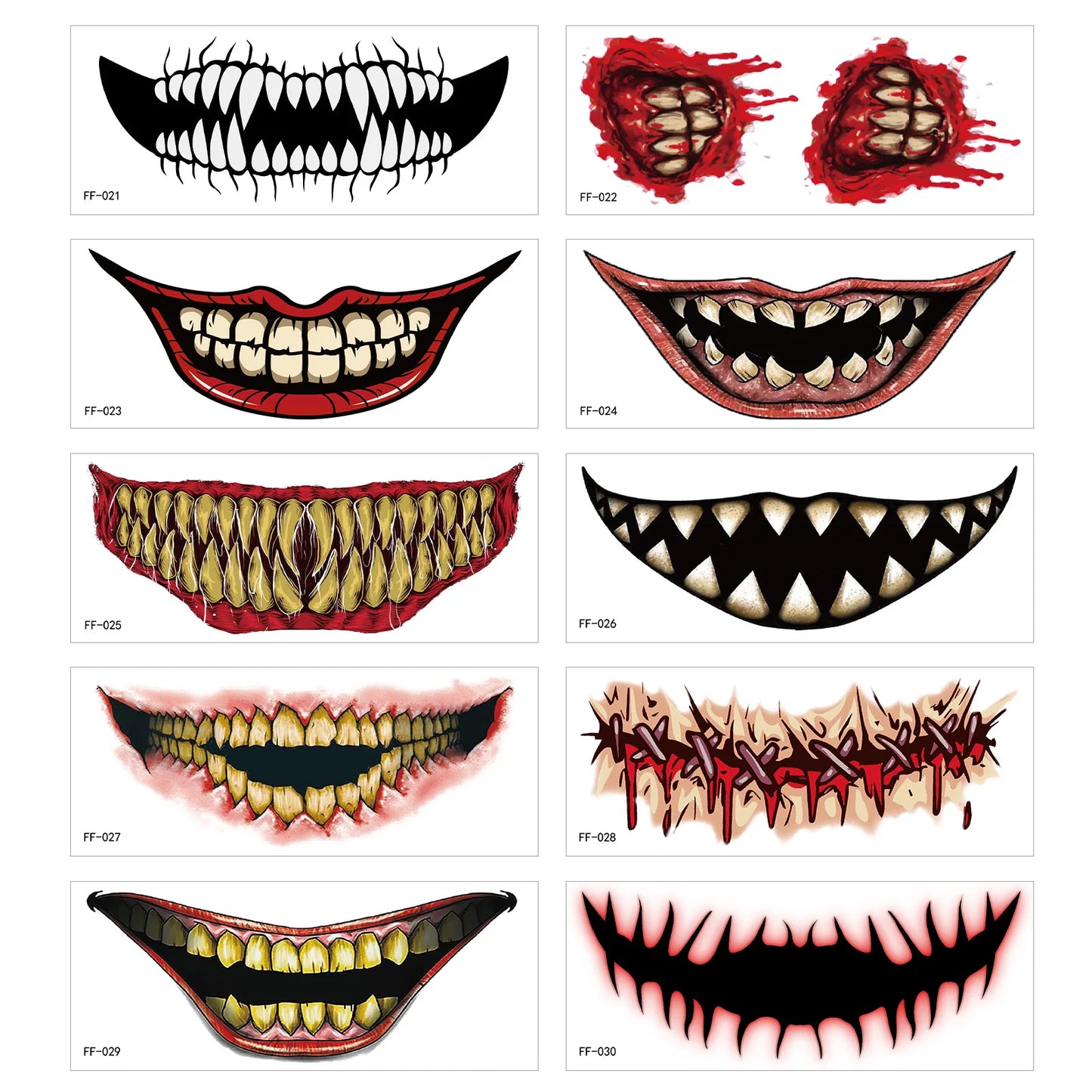 Cosplay Mouth Art 5 Pcs/set "Water Applying" Temporary Tat