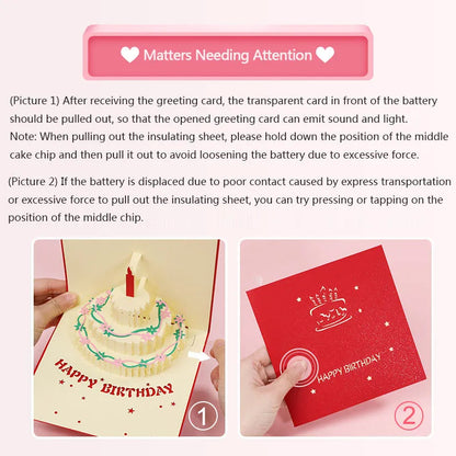 3D Pop Up Birthday Greeting Card With Music & LED