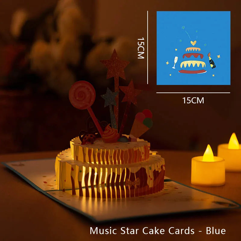 3D Pop Up Birthday Greeting Card With Music & LED