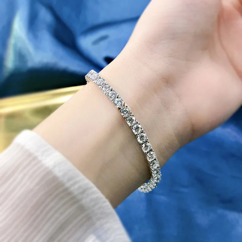 Moissanite Tennis Bracelet (Silver Plated)