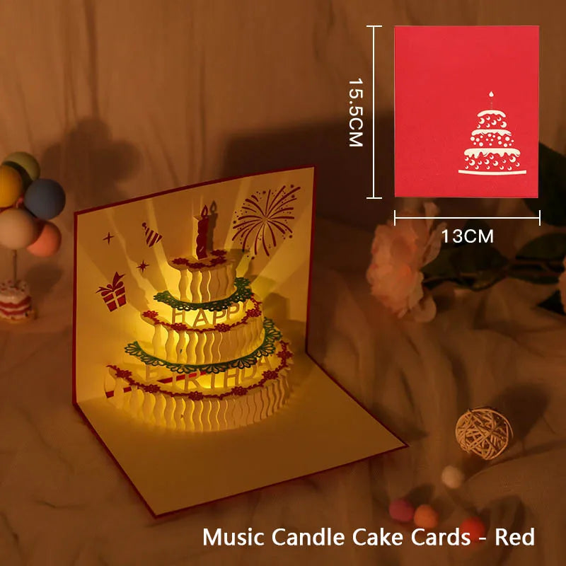 3D Pop Up Birthday Greeting Card With Music & LED