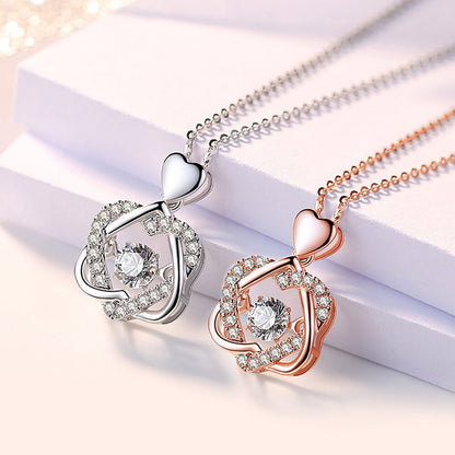 Beating Heart Cubic Zircon Pendant Necklace