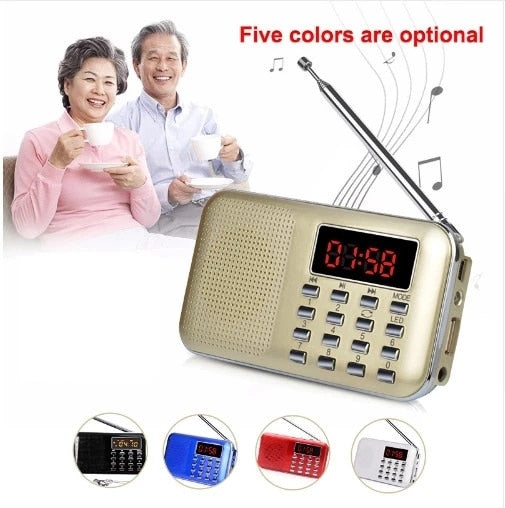 Mini L-218 Digital LCD MP3 Radio Speaker Player Support TF Card USB with LED Flashlight Function Portable FM Radio Speaker