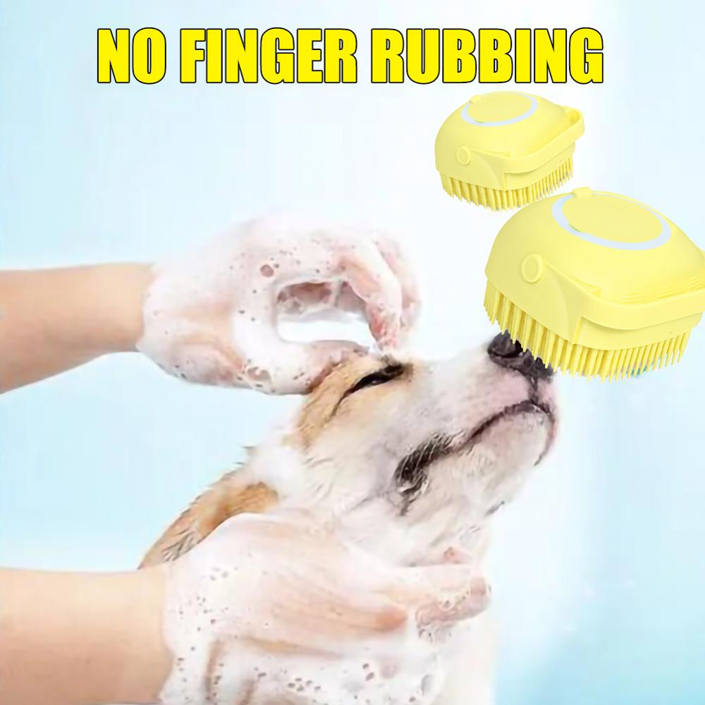 Pet Dog Bath Brush Comb Pet Massage Brush Soft Silicone Dogs Cats Grooming Cmob Dog Pet Supplies Shampoo Container Brush