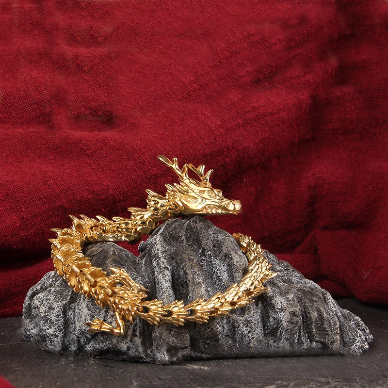 23cm Brass Dragon W Moveable Body