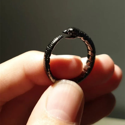 Ouroboros ring stainless steel dark Variant.