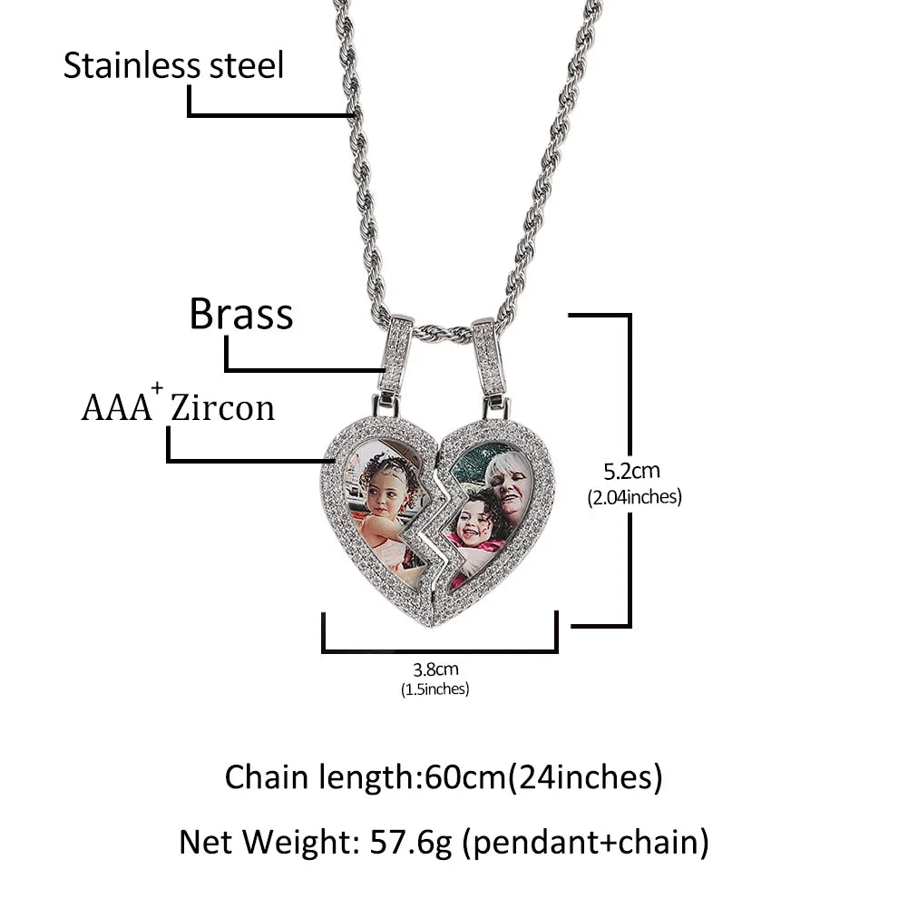 Broken Heart Iced Out Memories - Magnetic Necklace