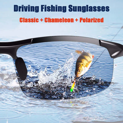 Classic Fishing Photochromic Sunglasses Men Polarized Chameleon Glasses Male Sun Glasses Day Night Vision Driving Eyewear Gafas