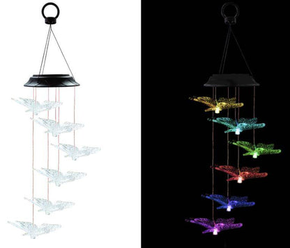 Solar Powered LED Wind Chime Light Hanging Color-Changing Yard Garden Butterfly Lamp Decor