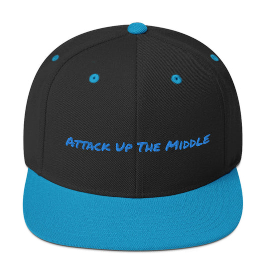 Attack Up The Middle Snapback Hat (Black/Blue)