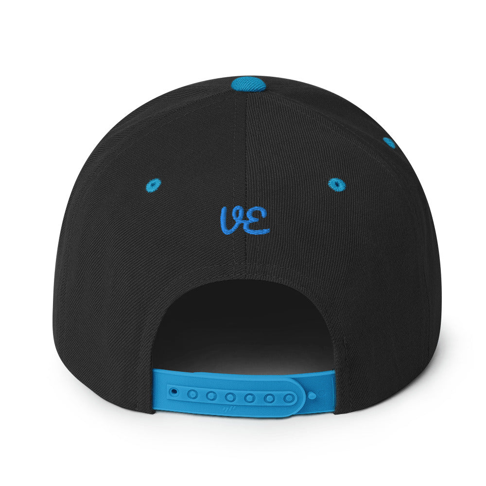 Attack Up The Middle Snapback Hat (Black/Blue)