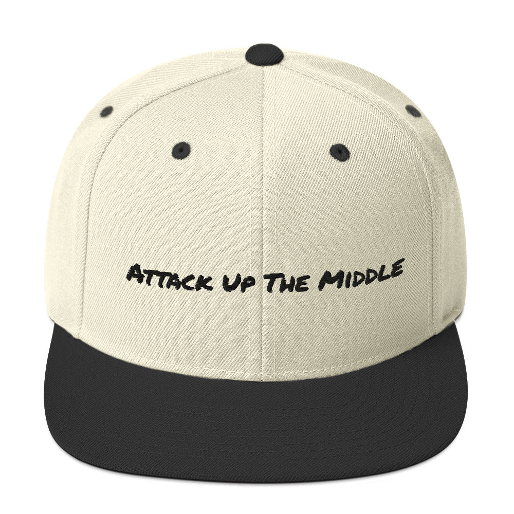 Attack up The Middle Snap Back Hat (Cream/Black)